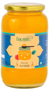100% Natural Desi Cow Bilona Ghee By Gauneeti | Good Source Of Protein Fiber Healthy Desi Ghee For Glowing Skin | (1 Litr) 33.8 Ounce | Jar Pack